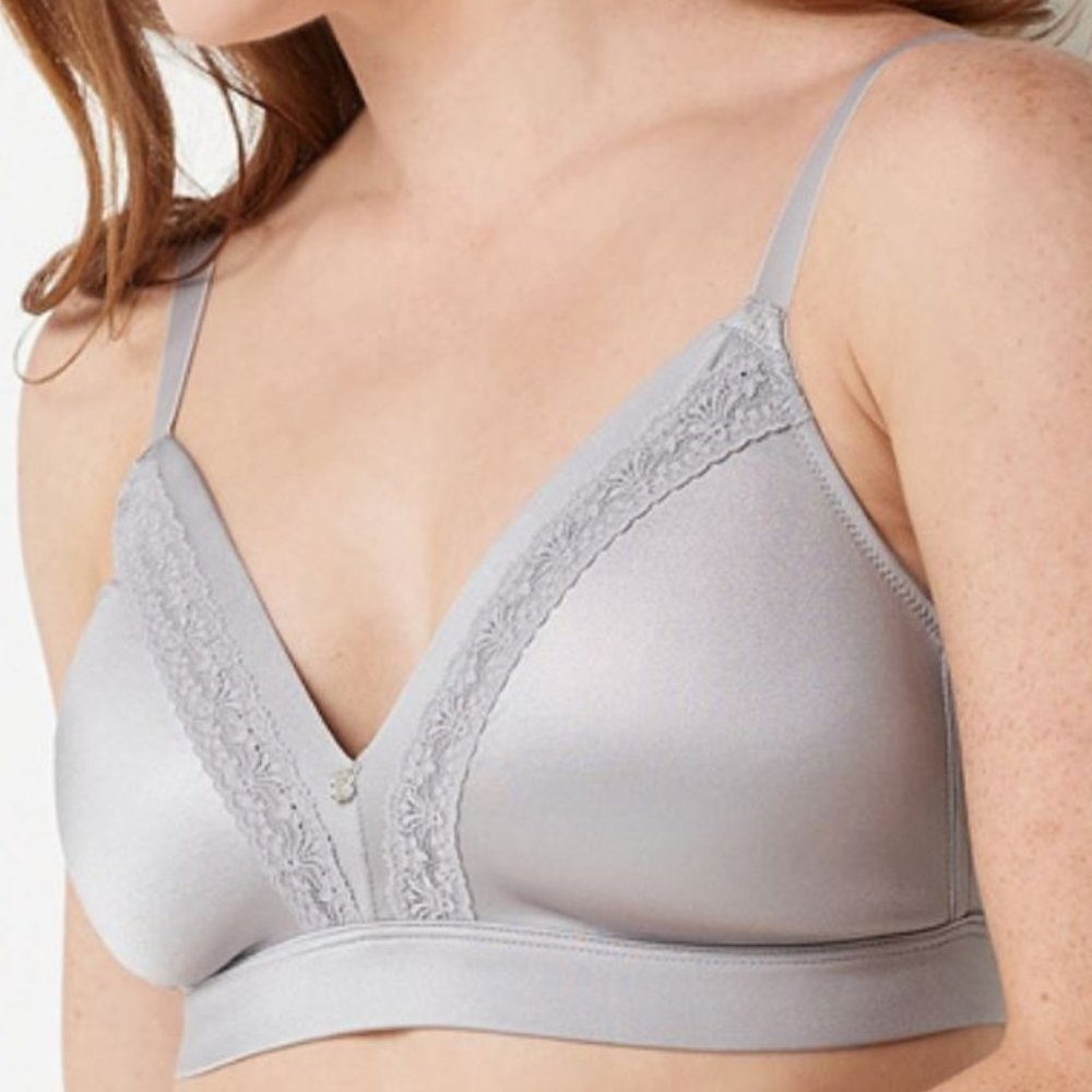 Breezies Microfiber & Lace Wirefree Bra Lg P1369